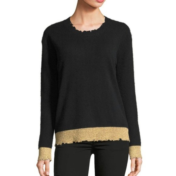 RtA Sweaters - RtA Charlotte Black and Gold Knit Cashmere Sweater